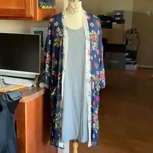 TIME and TRU 2-Piece Gray and Blue Dress & Kimono Set in Size XL (16-18), NWT